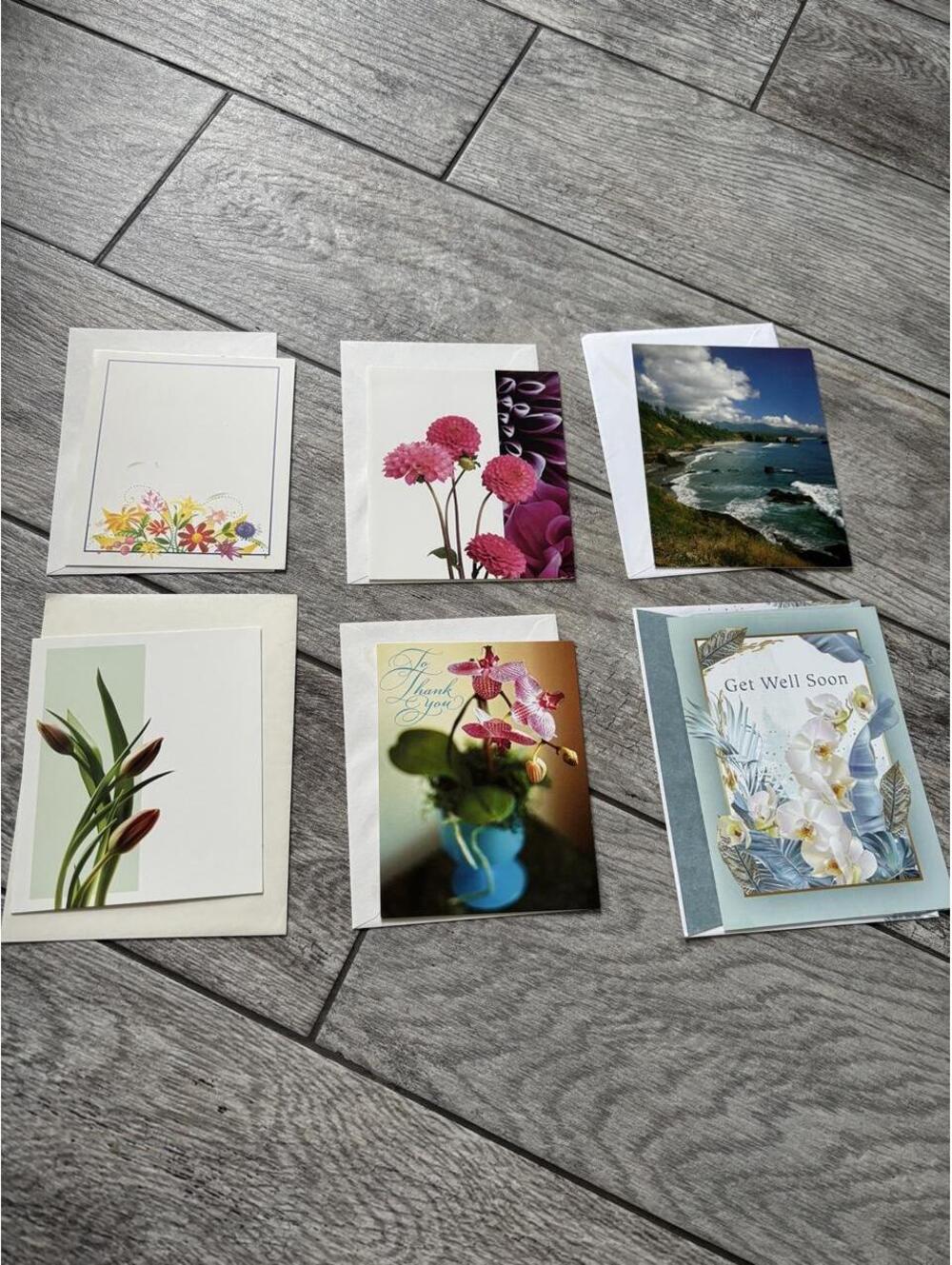 Vintage Floral & Nature Greeting Cards Set of 6 Get Well Art Cards